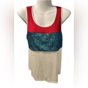 Filly Flair Red, White, and Blue Sequin Tank Top Medium